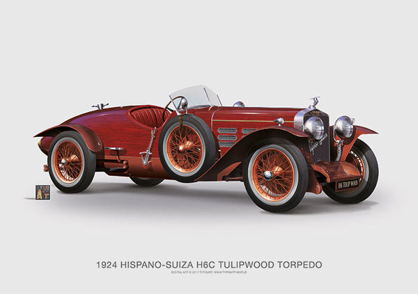 Hispano-Suiza H6C Tulipwood Torpedo 1924 / Fine art print 