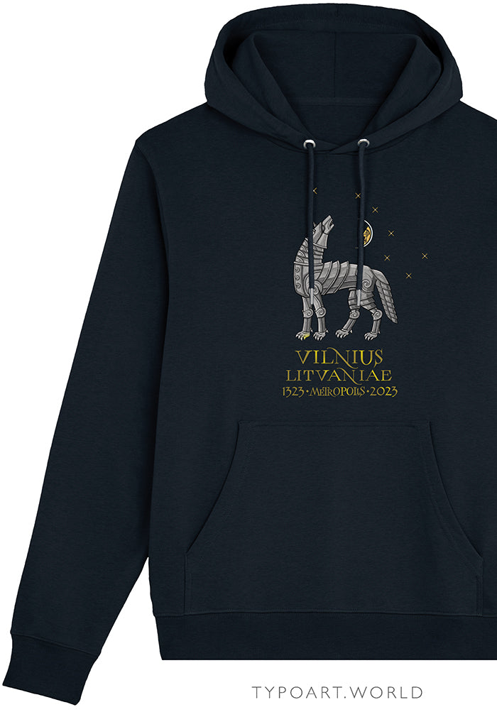 iron wolf moon stars VILNIUS LITVANIAE METROPOLIS 1323-2023 TYPOART hoodie sweatshirt