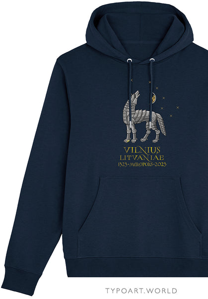 iron wolf moon stars VILNIUS LITVANIAE METROPOLIS 1323-2023 TYPOART hoodie sweatshirt
