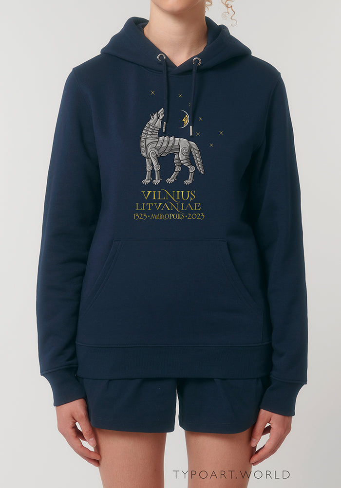 iron wolf moon stars VILNIUS LITVANIAE METROPOLIS 1323-2023 TYPOART hoodie sweatshirt