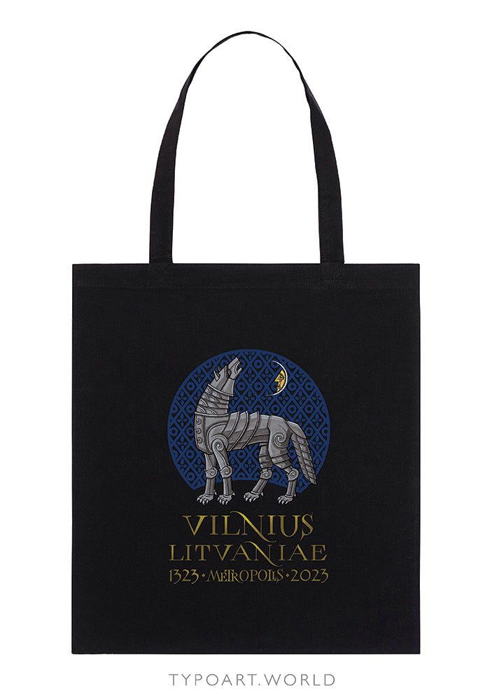 light tote bag iron wolf moon TYPOART