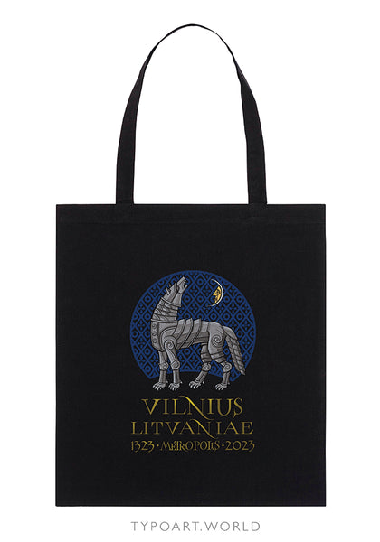 light tote bag iron wolf moon TYPOART