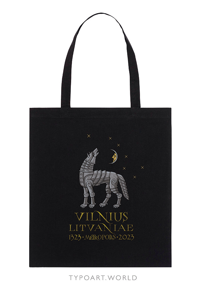 iron wolf moon stars light tote bag TYPOART