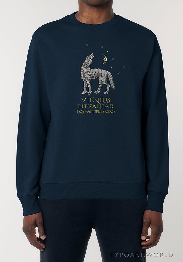 iron wolf moon stars VILNIUS LITVANIAE METROPOLIS 1323-2023 TYPOART SWEATSHIRT