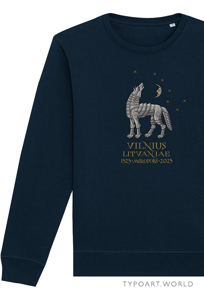 iron wolf moon stars VILNIUS LITVANIAE METROPOLIS 1323-2023 TYPOART SWEATSHIRT