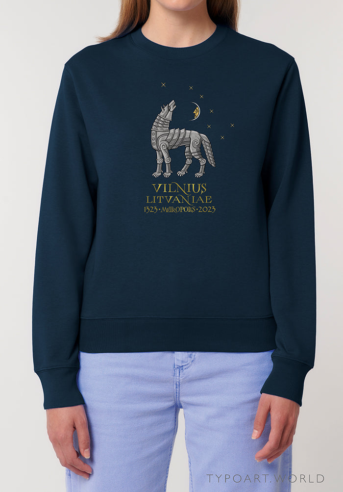 iron wolf moon stars VILNIUS LITVANIAE METROPOLIS 1323-2023 TYPOART SWEATSHIRT
