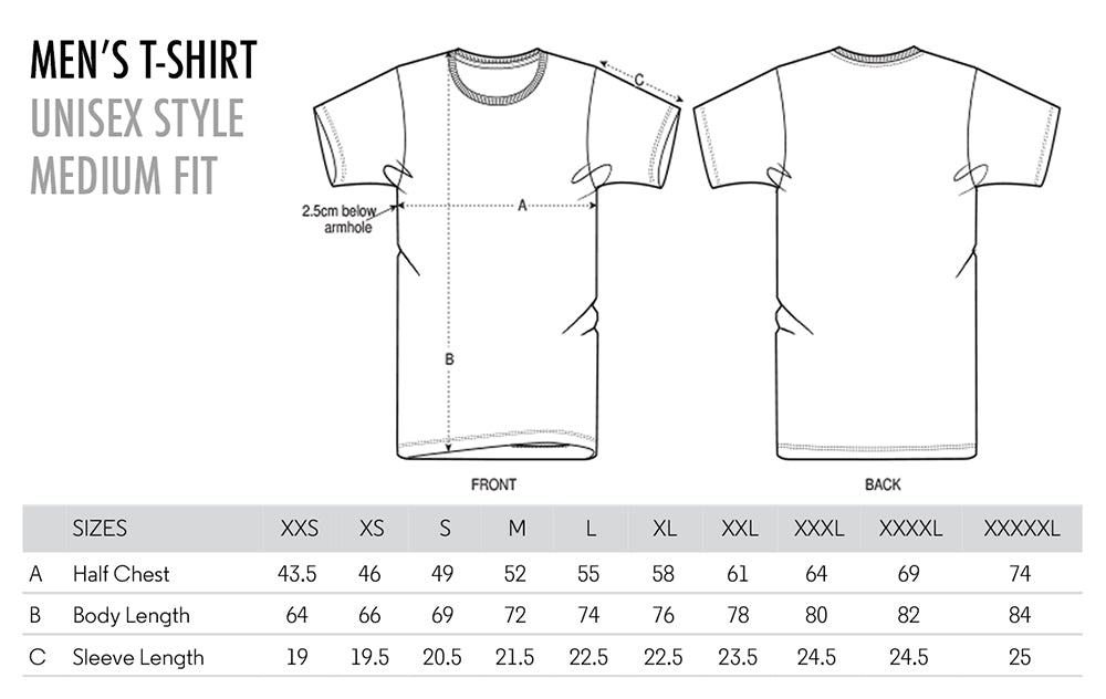 T-shirts kids size guide TYPOART