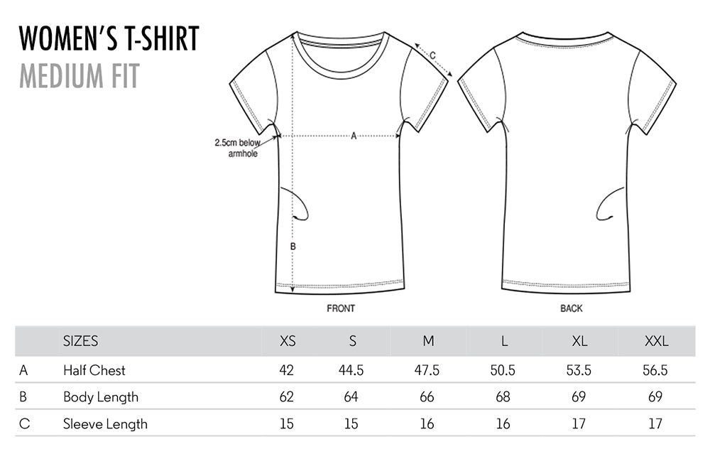 T-shirts size guide TYPOART