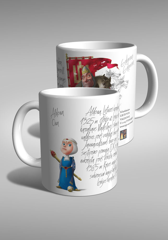 King Gediminas Lithuania daughter Aldona mug souvenir TYPOART