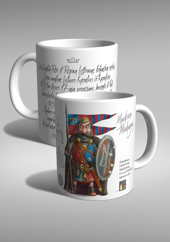 karalius Mindaugas Lietuva istorija viduramžiai TYPOART suvenyrai puodukas