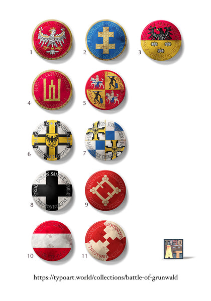 Heraldry Battle Grunwald Žalgiris Tannenberg history istorija middle ages viduramžiai souvenirs TYPOART fridge magnet badge magnetukai