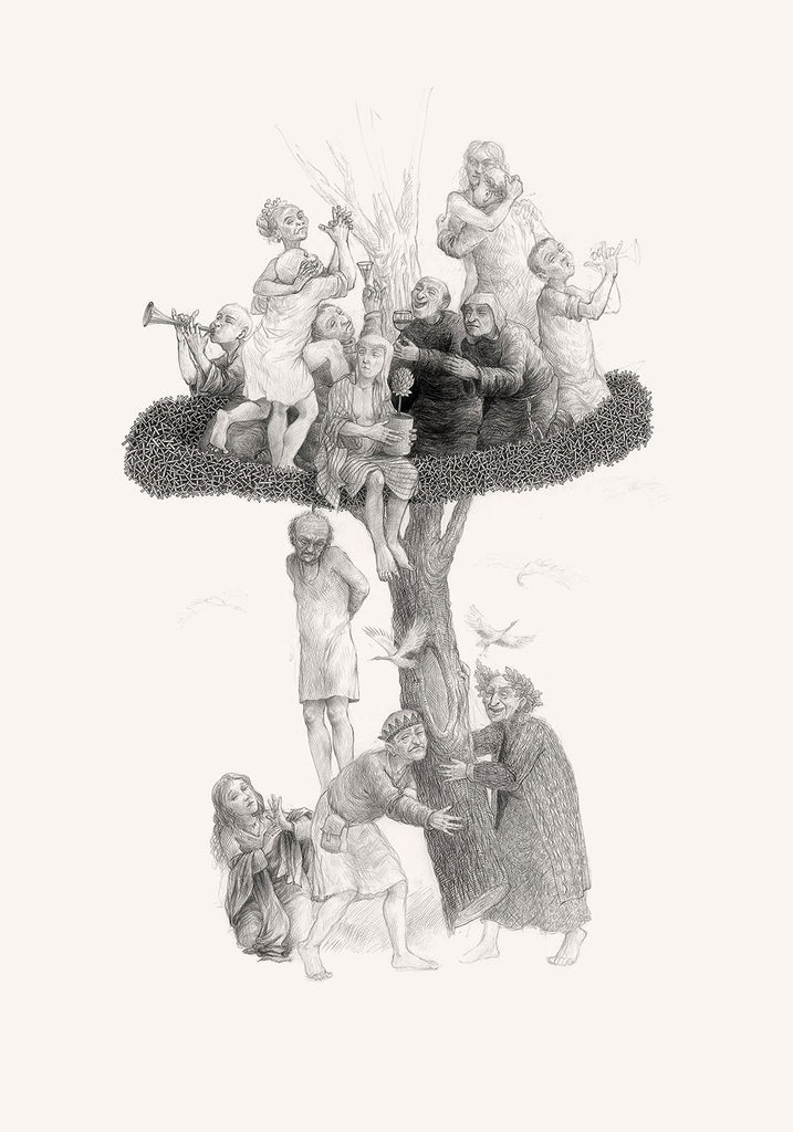 oak, drawing, original art, art print, artist Gediminas Leonavičius, Typoart