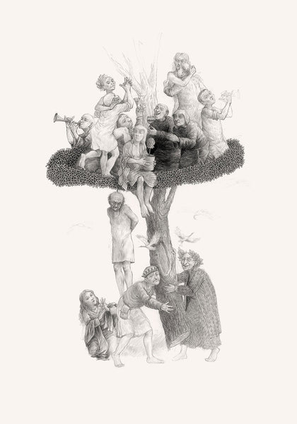 oak, drawing, original art, art print, artist Gediminas Leonavičius, Typoart