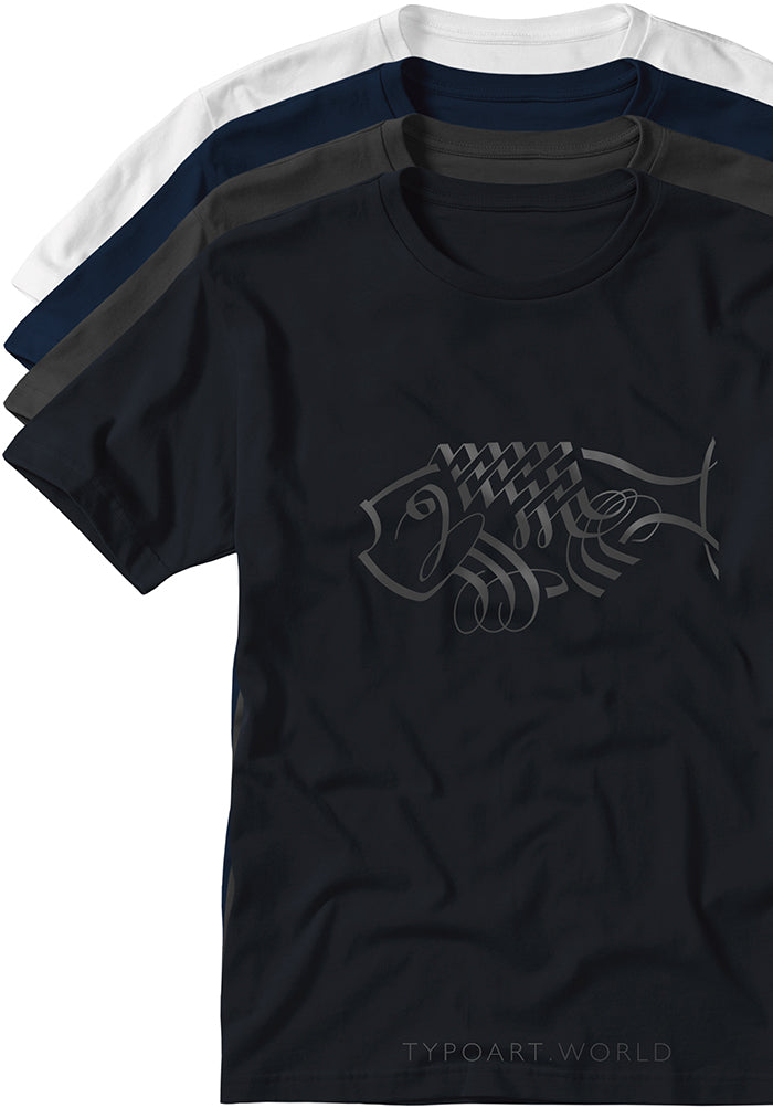 fish calligrapfy t-shirts TYPOART souvenir