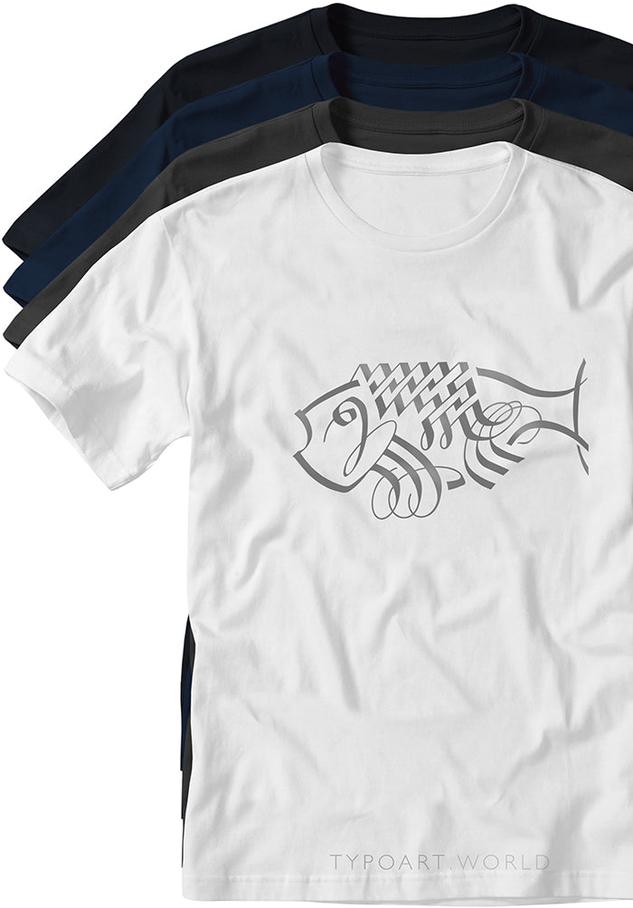 fish calligrapfy t-shirts TYPOART souvenir