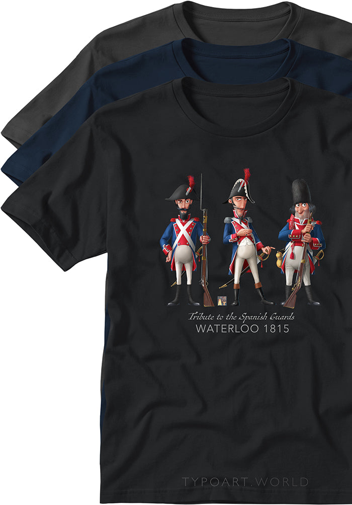 Spanish Guards Waterloo T-shirts TYPOART drawing