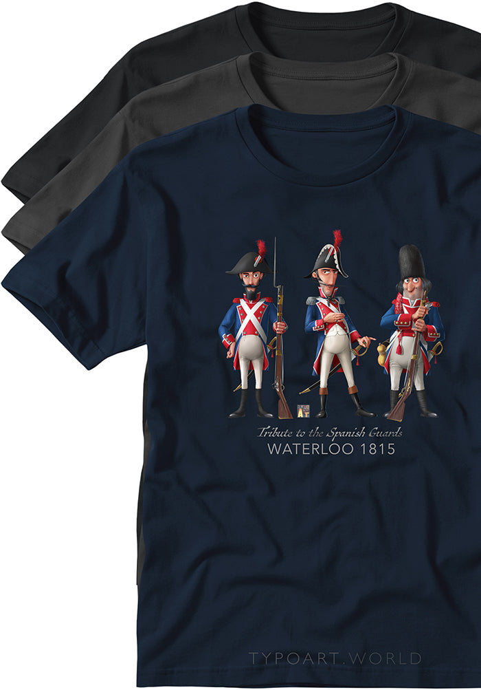 Spanish Guards Waterloo T-shirts TYPOART drawing