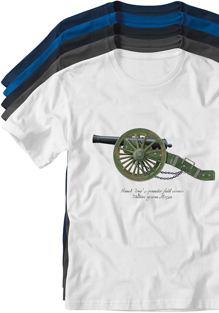 French long 4-pounder field cannon Vallière system M1732 Waterloo TYPOART T-shirts