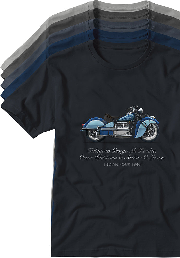 Indian 4 Motorcycle 1941 T-shirts TYPOART historical souvenirs