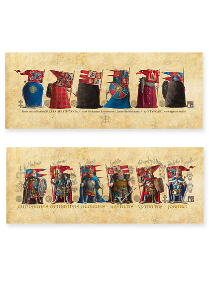 Rulers Lithuania Gediminid Dynasty Middle Ages guide card TYPOART souvenir