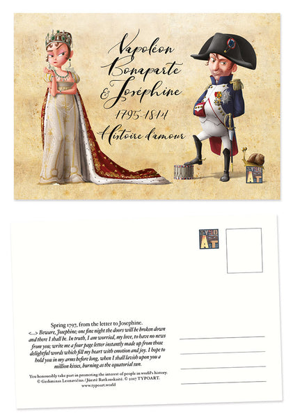 Napoleon Bonaparte Josephine Emperor Empress French postcard souvenir TYPOART 