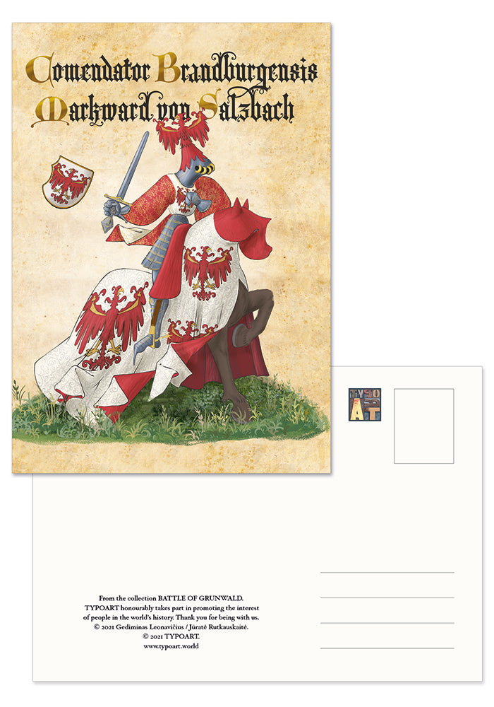 Marquard von Salzbach Comendator Brandburgensis Teutonic knight battle Grunwald Tannenberg Žalgiris middle ages postcard atvirukas postcrossing souvenirs TYPOART Lithuania