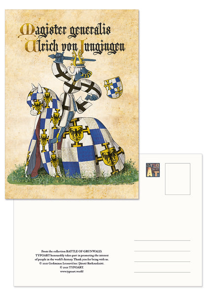 Ulrich von Jungingen Grand Magister Teutonic Order knight battle Grunwald Tannenberg Žalgiris postcard atvirukas riteris souvenirs TYPOART Lithuania Lietuva