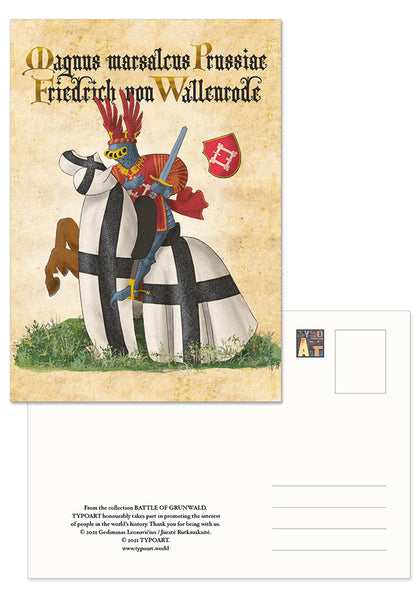 Friedrich von Wallenrode Magnus marsalcus Prussiae Teutonic knight battle Grunwald Tannenberg Žalgiris history middle ages postcard istorija viduramžiai riteris atvirukas postcrossing Lietuva TYPOART souvenirs