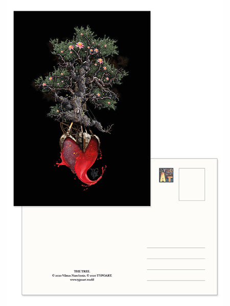 tree medis fantasy art postcard snailmail souvenir Vilmas Narečionis TYPOART