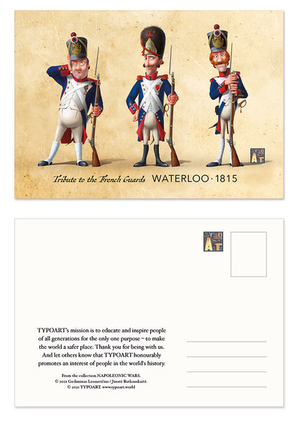 french guards battle Waterloo TYPOART postcard