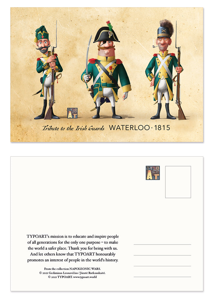 irish guards battle Waterloo TYPOART postcard