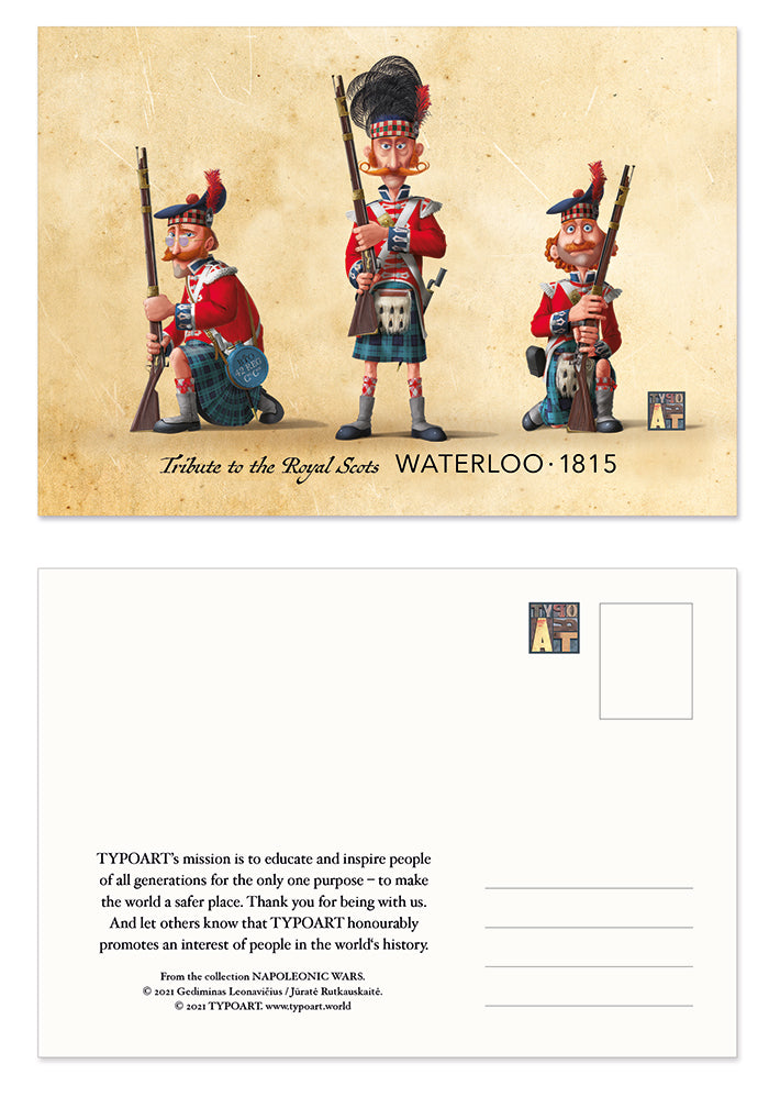 royal scots battle Waterloo TYPOART postcard