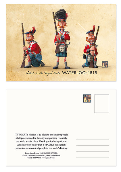 royal scots battle Waterloo TYPOART postcard
