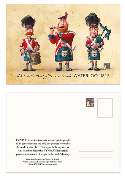 band scots guards battle Waterloo TYPOART postcard