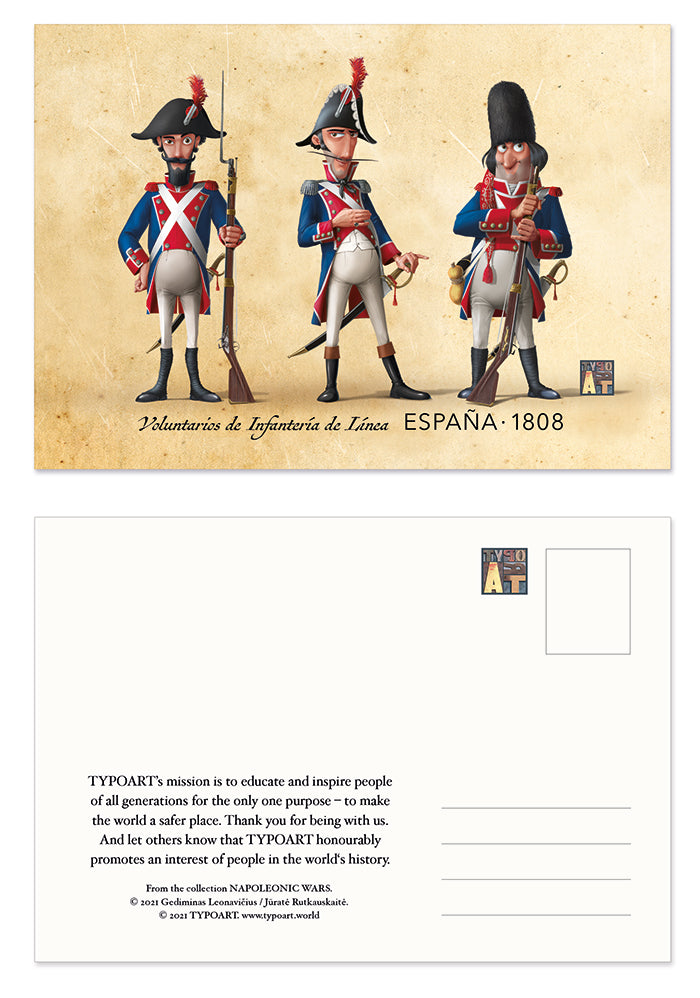 Voluntarios de Infantería de Línea ESPAÑA 1808 TYPOART postcard