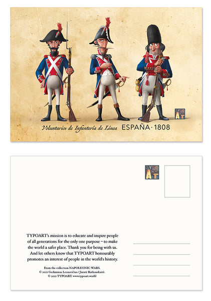 Voluntarios de Infantería de Línea ESPAÑA 1808 TYPOART postcard