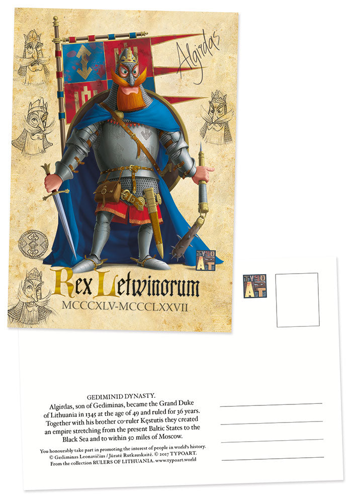 grand duke Lithuania Algirdas postcard TYPOART