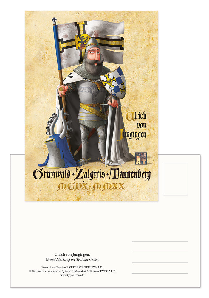 Ulrich von Jungingen  Grand Master Teutonic Order postcard Grunwald Tannenberg Žalgiris souvenirs TYPOART.