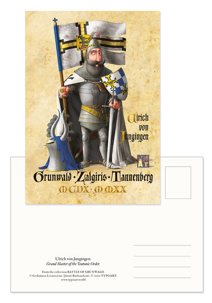Ulrich von Jungingen  Grand Master Teutonic Order postcard Grunwald Tannenberg Žalgiris souvenirs TYPOART.