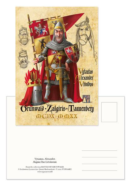 Vytautas didysis Alexander LDK Magnus Dux Letwinorum Battle Grunwald Tannenberg Žalgiris postcard souvenirs atvirukas atvirlaiškis istorija history heraldika heraldryTYPOART Lietuva 