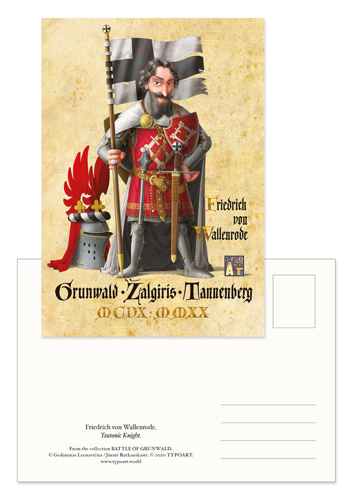 Friedrich von Wallenrode Teutonic knight  battle Grunwald Tannenberg postcard TYPOART