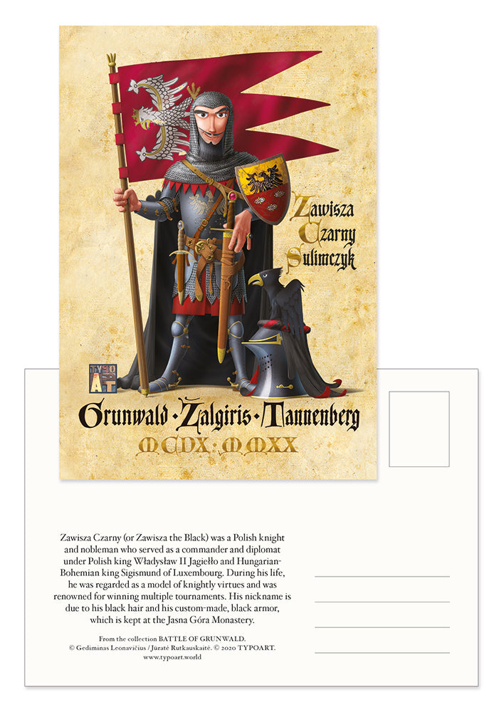 Zawisza Czarny Polish Knight Battle Grunwald postcard souvenirs TYPOART