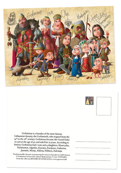 Gediminid Dynasty Lithuania postcard TYPOART