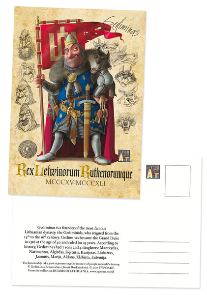 Gediminas King Lithuania postcard TYPOART