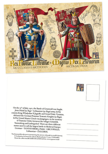 Władysław II Jagiełło & Vytautas cousins postcard TYPOART
