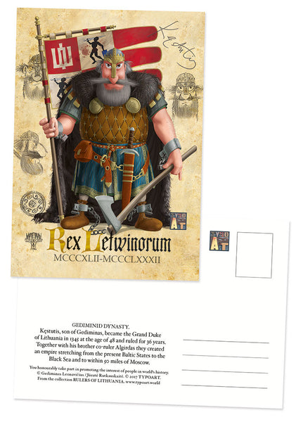 Kęstutis king Lithuania postcard TYPOART