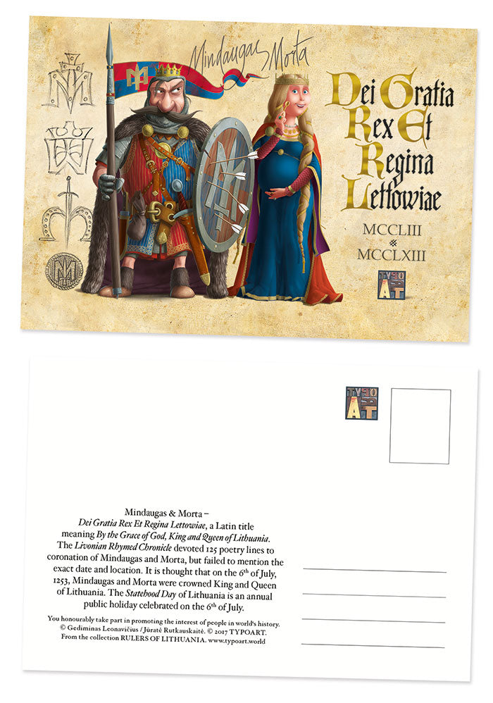 Mindaugas Morta King Queen Lithuania postcard TYPOART