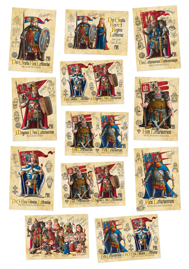 grand dukes medieval Lithuania Gediminids Dynasty TYPOART souvenirs postcard