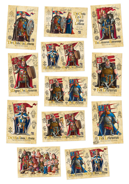 grand dukes medieval Lithuania Gediminids Dynasty TYPOART souvenirs postcard