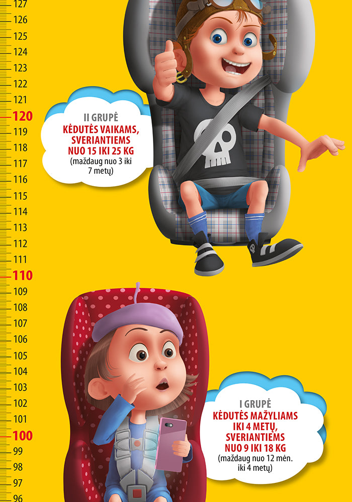 Vaikiška automobilio saugos kėdutė ūgio matuoklis TYPOART